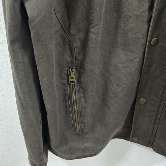 Whattry Men’s Utility Jacket XL Brown Hooded Military Field Coat Cargo Casual - Picture 4 of 16